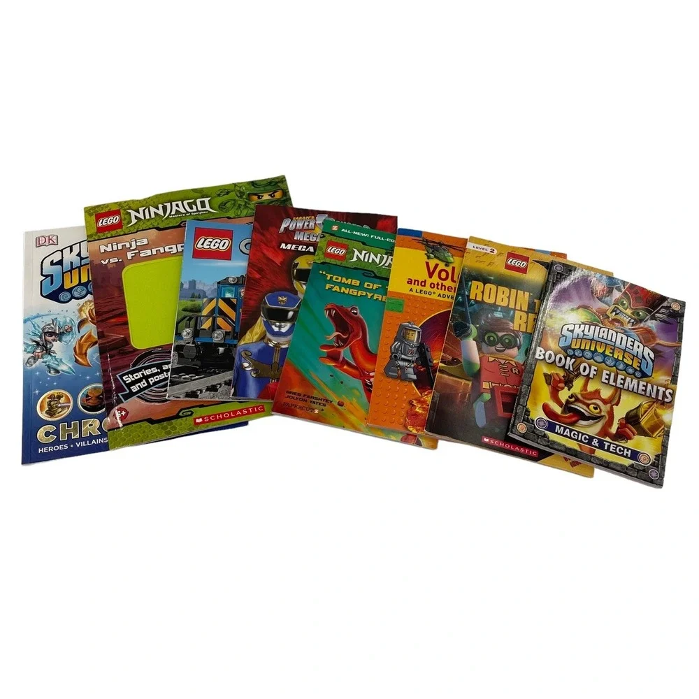 Lot Of 8‎ Books Volcanoes (LEGO Nonfiction) Paperback Skylanders Ninjago Bundle